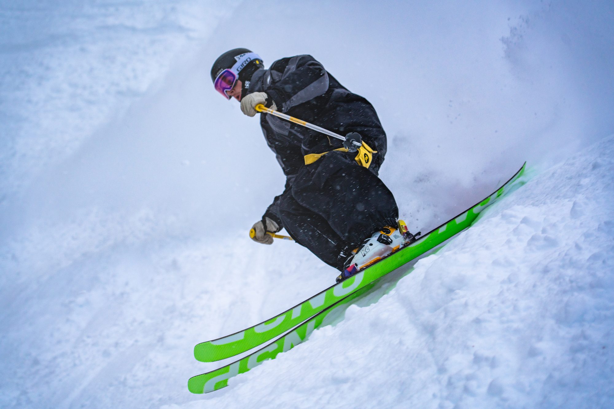 Backcountry skier on a snowy ridge
